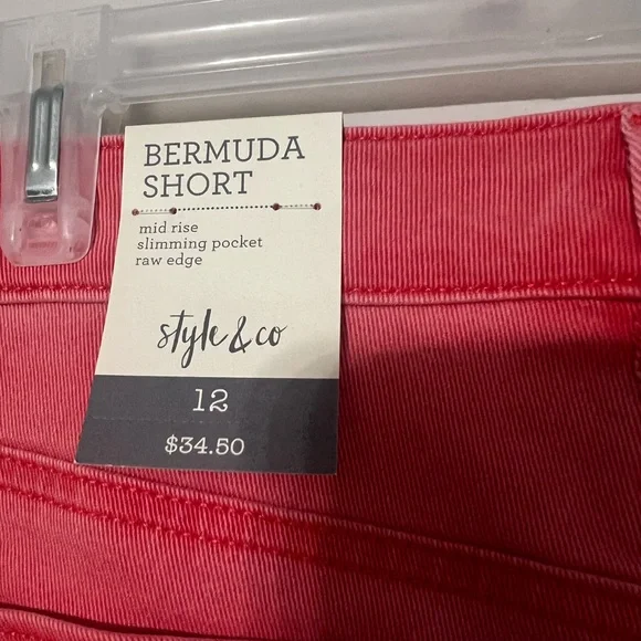 NWT Style & Co Women’s Denim Cherry Bliss Bermuda Mid Rise Shorts - Picture 6 of 8